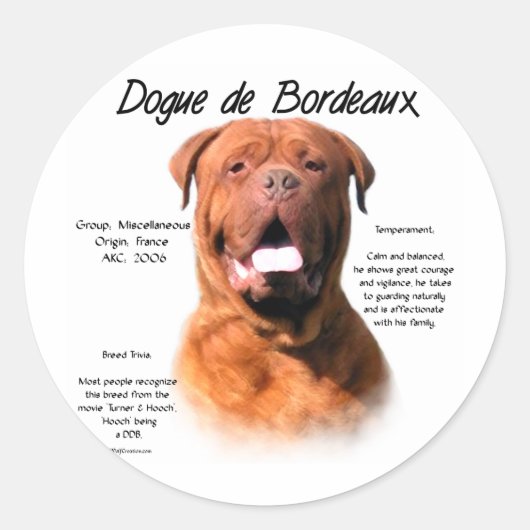 Sticker Rond Dogue de Bordeaux (Devant)