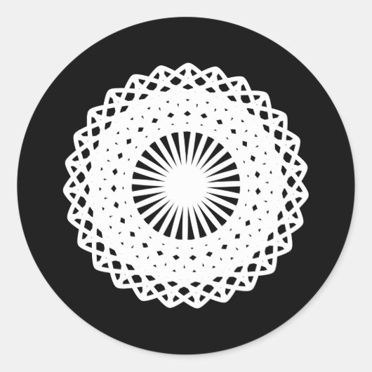Sticker Rond Doily. Image en dentelle blanche. (Devant)
