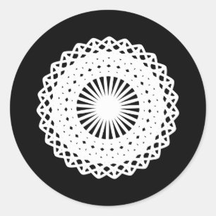 Sticker Rond Doily. Image en dentelle blanche.
