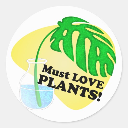 Sticker Rond Doit aimer la Monstera Plante (Devant)
