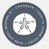 Sticker Rond Dollar de sable Adresse de retour (Devant)