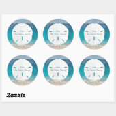 Sticker Rond Dollar de sable Bleu Océan Joyeux Noël de (Feuille)