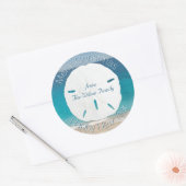 Sticker Rond Dollar de Sable de l'Océan Bleu Joyeux Noël De (Enveloppe)