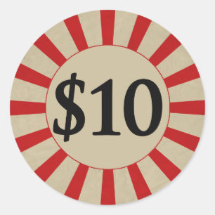 Sticker Rond (dollar) prix à payer $10 brillant rond