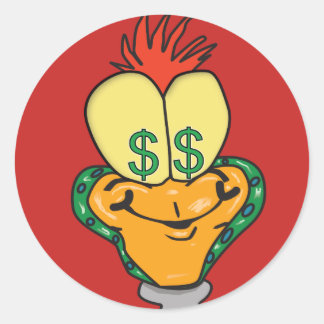 Sticker Rond Dollar signe dessin animé personnage