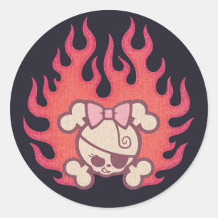 Sticker Rond Dolly Flames