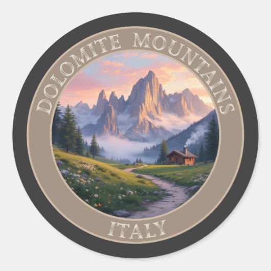 Sticker Rond Dolomite Mounts Italie (Devant)