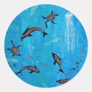 Sticker Rond Dolphin