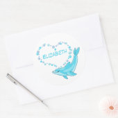 Sticker Rond Dolphin Heart Personnalisé (Enveloppe)