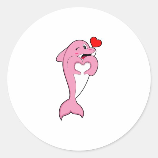 Sticker Rond Dolphin Love Heart (Devant)