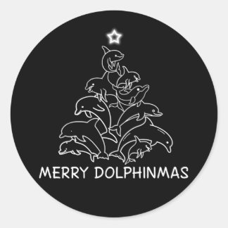 Sticker Rond Dolphin Lover Venin | Dolphin Merry Christmas Tree