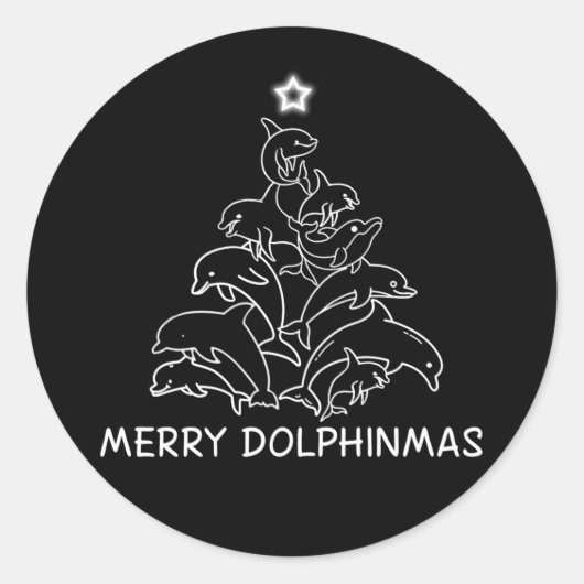 Sticker Rond Dolphin Lover Venin | Dolphin Merry Christmas Tree (Devant)