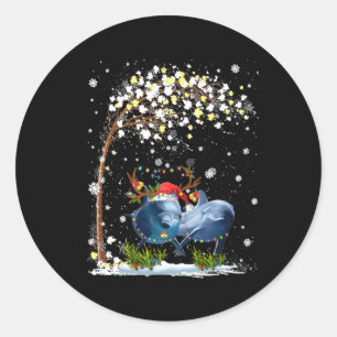 Sticker Rond Dolphin Reindeer Casquette Père Noël Christmas Tre