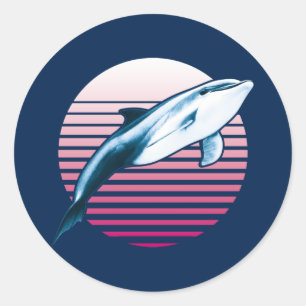 Sticker Rond Dolphin rétro de style vintage