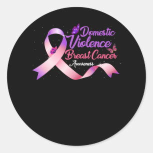 Sticker Rond Domestic Violence And Breast Cancer Awareness Mont