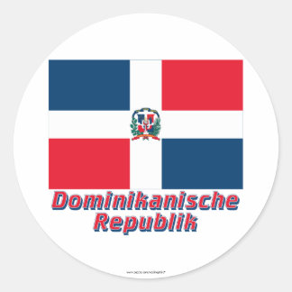 Sticker Rond Dominikanische Republik Flagge mit Namen