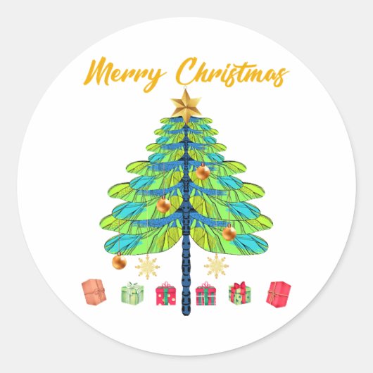 Sticker Rond Don d'arbre de Noël de libellule (Devant)