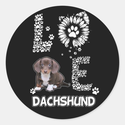Sticker Rond Don de chien | Dachshund Lovely Flower (Devant)