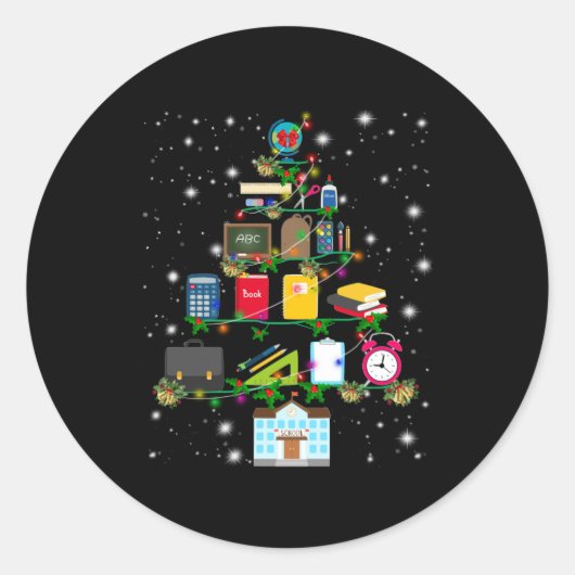 Sticker Rond Don de l'enseignant | Arbre de Noël en rapport ave (Devant)