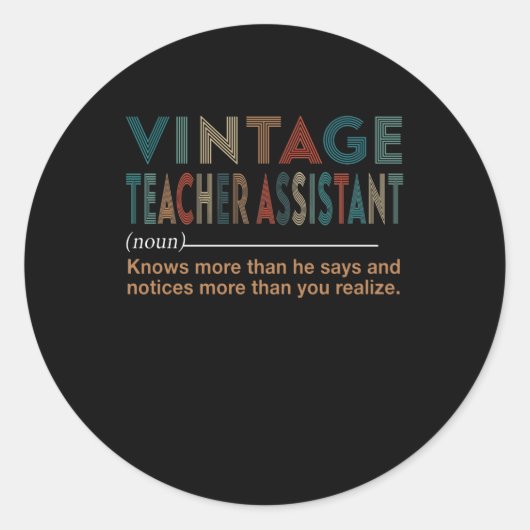Sticker Rond Don de l'enseignant | Assistant enseignant Vintage (Devant)