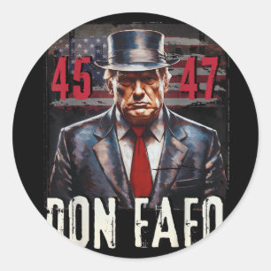 Sticker Rond Don Fafo Trump 45 47 Drôle Tee politique patriotiq
