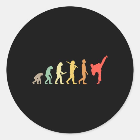 Sticker Rond Don Retro Karate Evolution Pour Karateka (Devant)