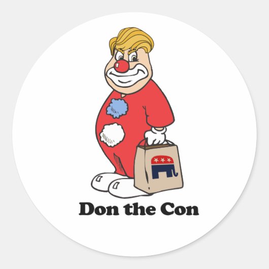 Sticker Rond Don the con — Conception anti-Trump - - Politique  (Devant)