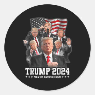 Sticker Rond Donald J Trump 2024 Ne jamais céder 1