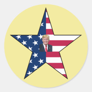 Sticker Rond Donald J. Trump~Président ~Drapeau américain ~Étoi