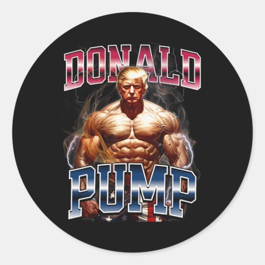Sticker Rond Donald Pump Mème drôle (Devant)