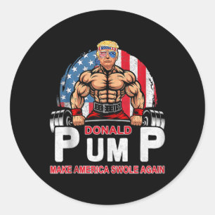 Sticker Rond Donald Pump Swole America Encore Une Fois Fitness 
