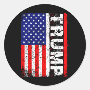 Sticker Rond Donald Trump 2020 Vintage États-Unis Drapeau T che