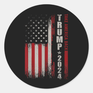 Sticker Rond Donald Trump 2024 Reprendre le drapeau américain à