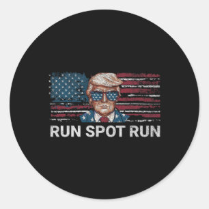 Sticker Rond Donald Trump 2024 Run Spot Run Funny Republican Pa