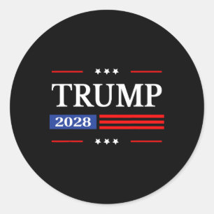 Sticker Rond Donald Trump 2028 Président américain Drapeau Pro 