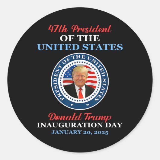 Sticker Rond Donald Trump 47e président 2025 Inauguration États (Devant)