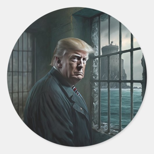 Sticker Rond Donald Trump à la prison d'Alcatraz (Devant)