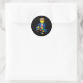 Sticker Rond Donald Trump Bâtit Un Mur (Sac)