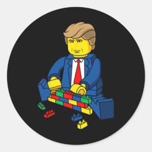 Sticker Rond Donald Trump Bâtit Un Mur