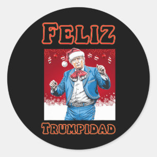 Sticker Rond Donald Trump Christmas Feliz Trumpidad