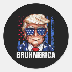 Sticker Rond Donald Trump Drapeau Américain Distorti