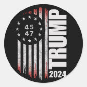 Sticker Rond Donald Trump Élection 2024 Vote 45 47 Américain (Devant)