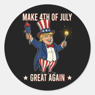 Sticker Rond Donald Trump Feu d'artifice Rendre 4 juillet grand