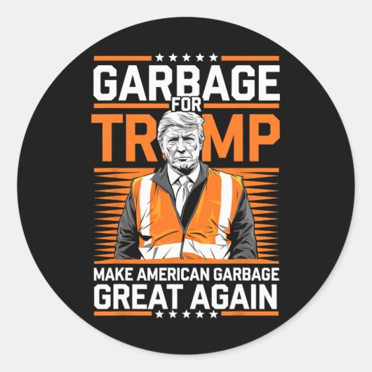 Sticker Rond Donald Trump Garbage Orange réflexe de sécurité (Devant)