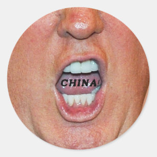 Sticker Rond Donald Trump hurle "Chine"