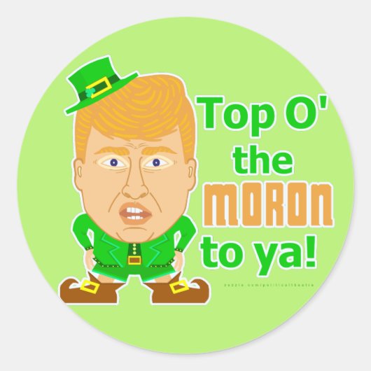 Sticker Rond Donald Trump Jour de la Saint Patrick Leprechaun (Devant)