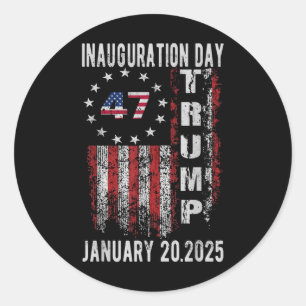 Sticker Rond Donald Trump Jour D'Inauguration 2025 47 Th Trump