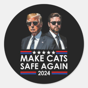 Sticker Rond Donald Trump met les chats en sécurité à nouveau 2