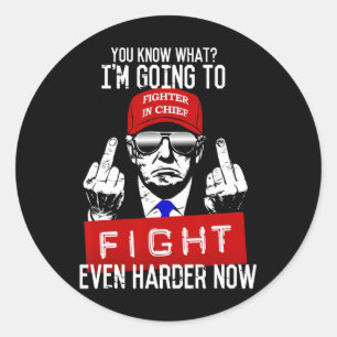 Sticker Rond Donald Trump Middle Finger Flipping Off Pro Repubb