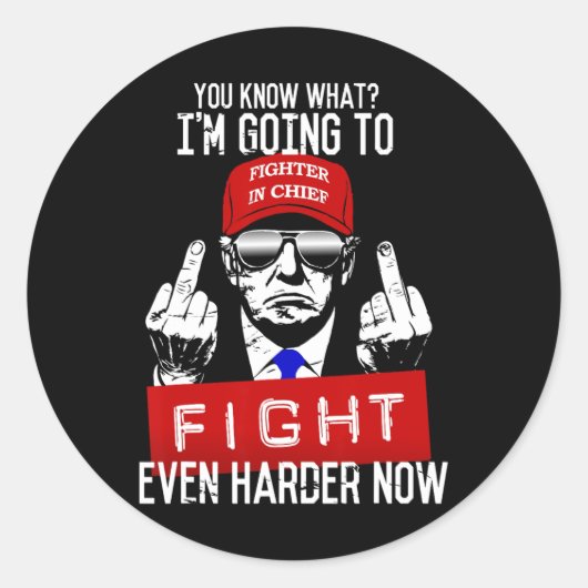 Sticker Rond Donald Trump Middle Finger Flipping Off Pro Repubb (Devant)